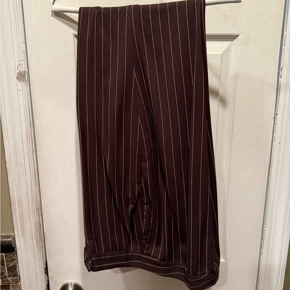 Chaps Women’s Brown Pinstripe Pants - Size 12